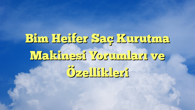 Bim Heifer Saç Kurutma Makinesi Yorumları ve Özellikleri