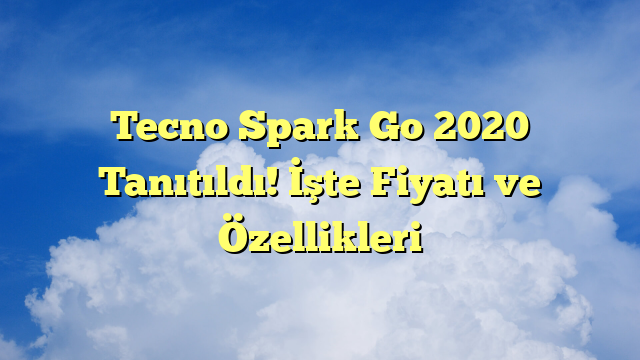 Tecno Spark Go 2020 Tanıtıldı! İşte Fiyatı ve Özellikleri