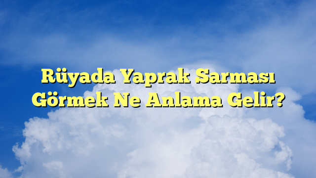 Rüyada Yaprak Sarması Görmek Ne Anlama Gelir?